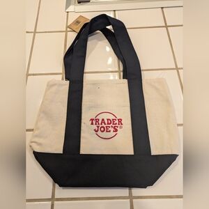 New - Trader Joe's Cream and Mini Black Tote Bag